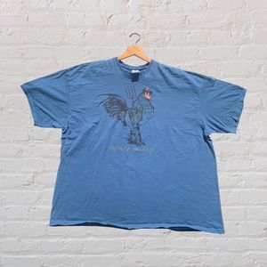 "Chicken Farmer" Funny Graphic T-Shirt Blue Size 3XL Farming Southern Nature